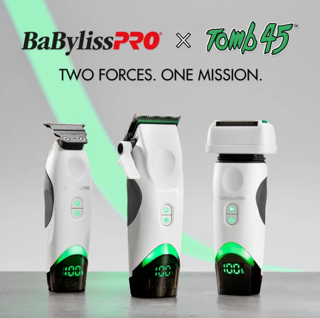 BabylissPRO x Tomb45 Limited Edition Wireless Charging Clipper, Trimmer & Double-Foil Shaver Set