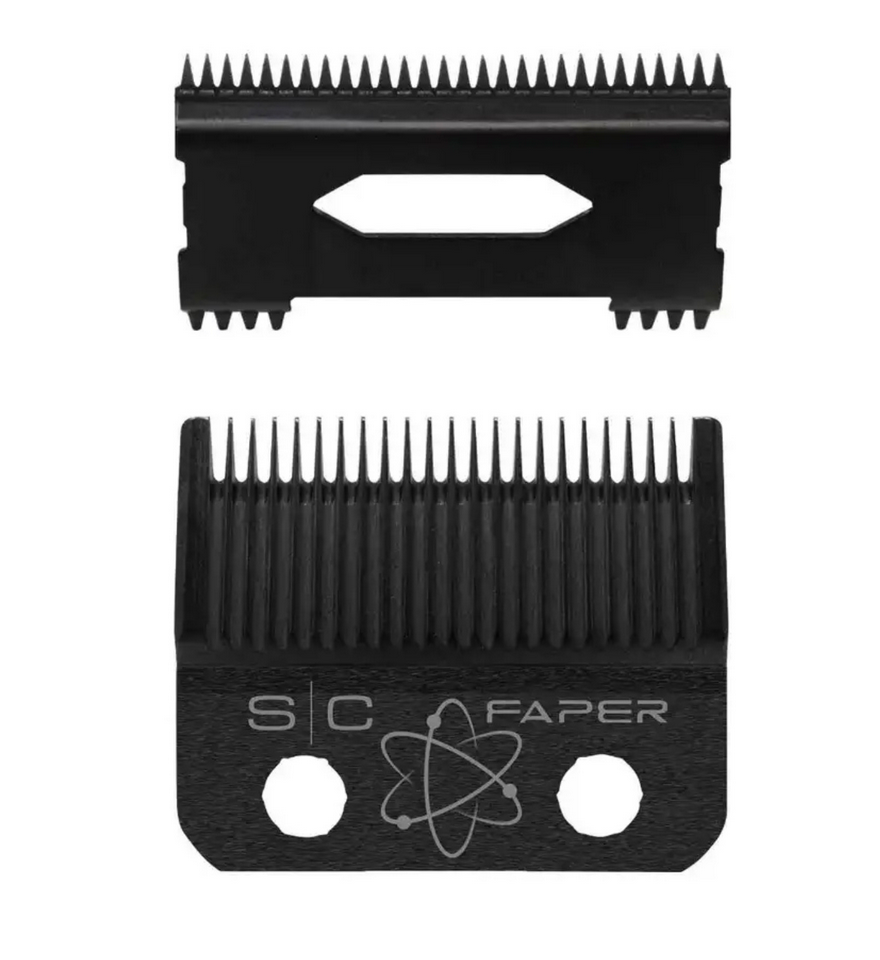 StyleCraft S|C REPLACEMENT FIXED BLACK FAPER CLIPPER BLADE WITH BLACK MOVING SLIM DEEP TOOTH CUTTER SET #SC520B