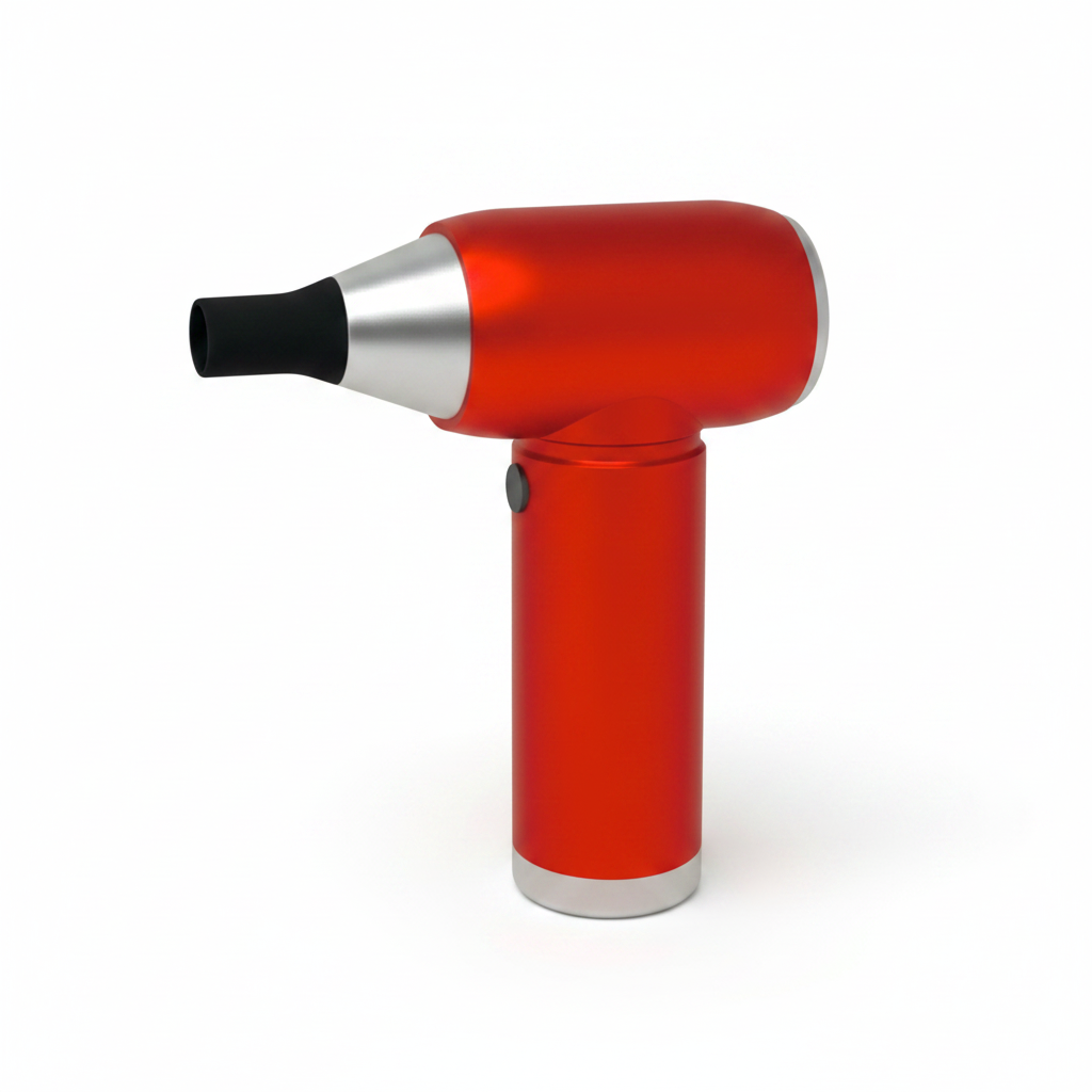 Electric Cordless Mini Barber Strong Jet Turbo Fan Air Duster Red – with Integrated Vacuum Cleaner Accessory
