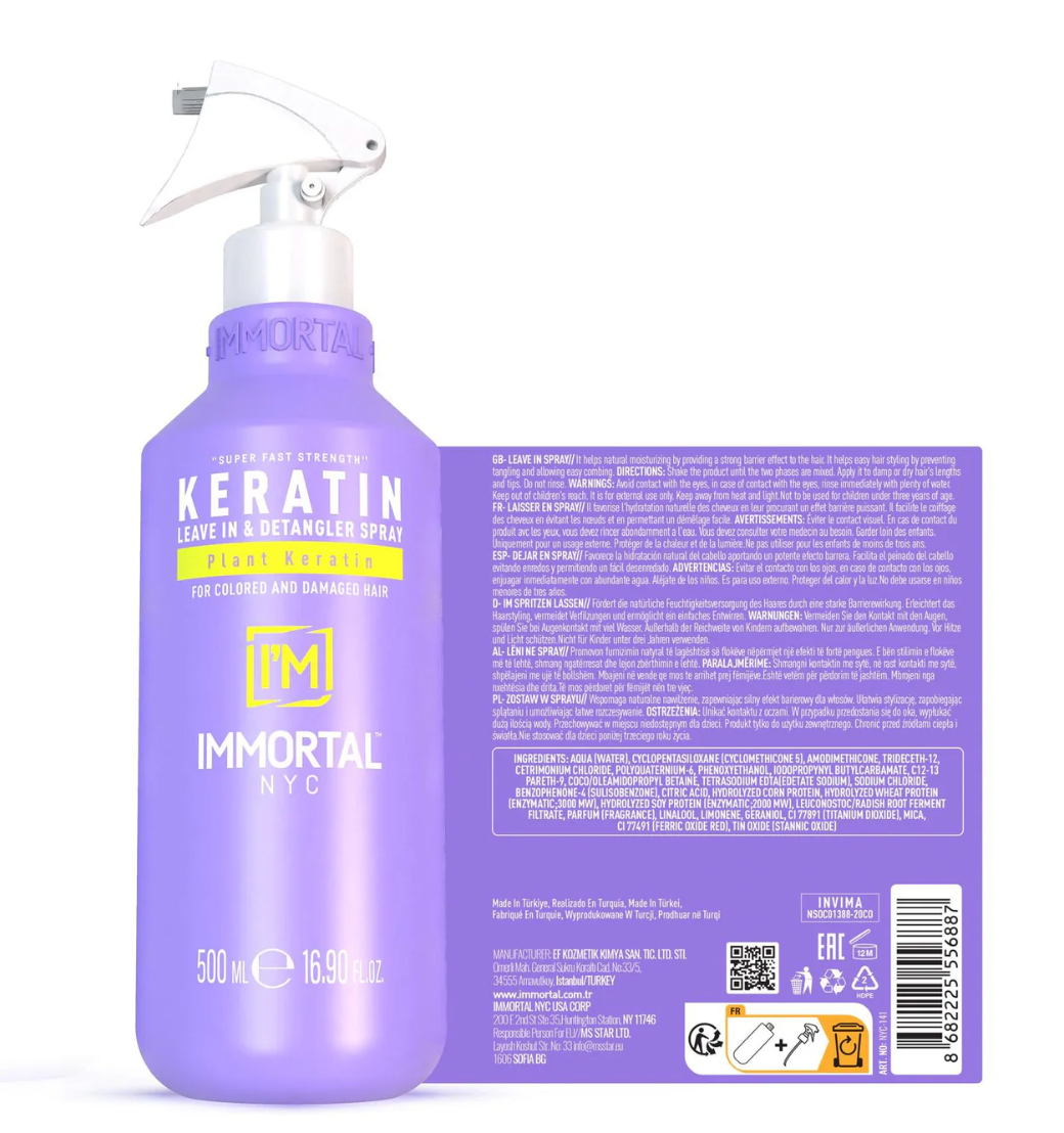 immortal nyc Plant Keratin Leave-In & Detangler Spray 16.9oz