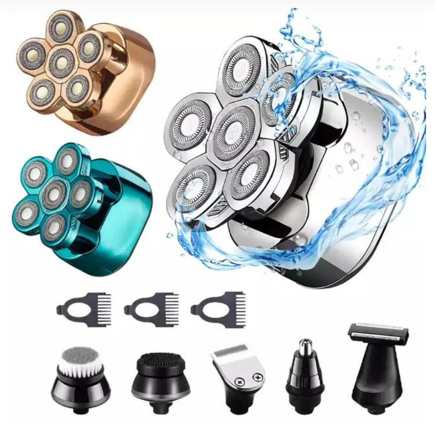 Electric Cordless Head Skull Bald Shaver – 6 round Blade heads