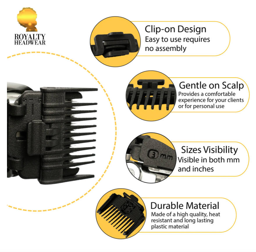 THE ROYALTY GUARD : 3 IN 1 ADJUSTABLE CLIPPER GUARD (1.5MM, 3MM, 4.8MM) = (1/2, 1, 1-1/2)