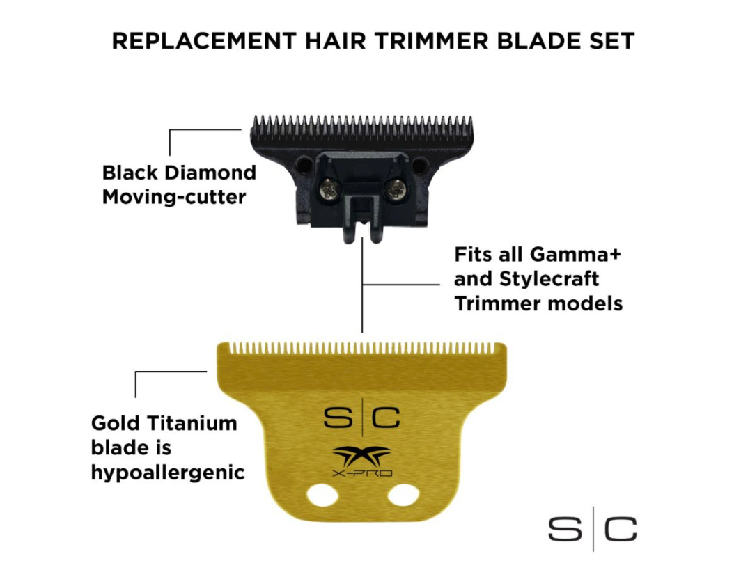 StyleCraft S|C CLASSIC Gold X-Pro Fixed Trimmer Blade with DLC Deep Tooth Cutter