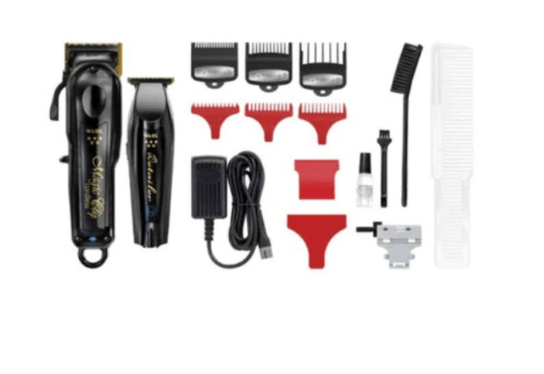 Wahl 5-Star Black/Gold Cordless Barber Combo – Cordless Magic Clip & Cordless Detailer – #3025397