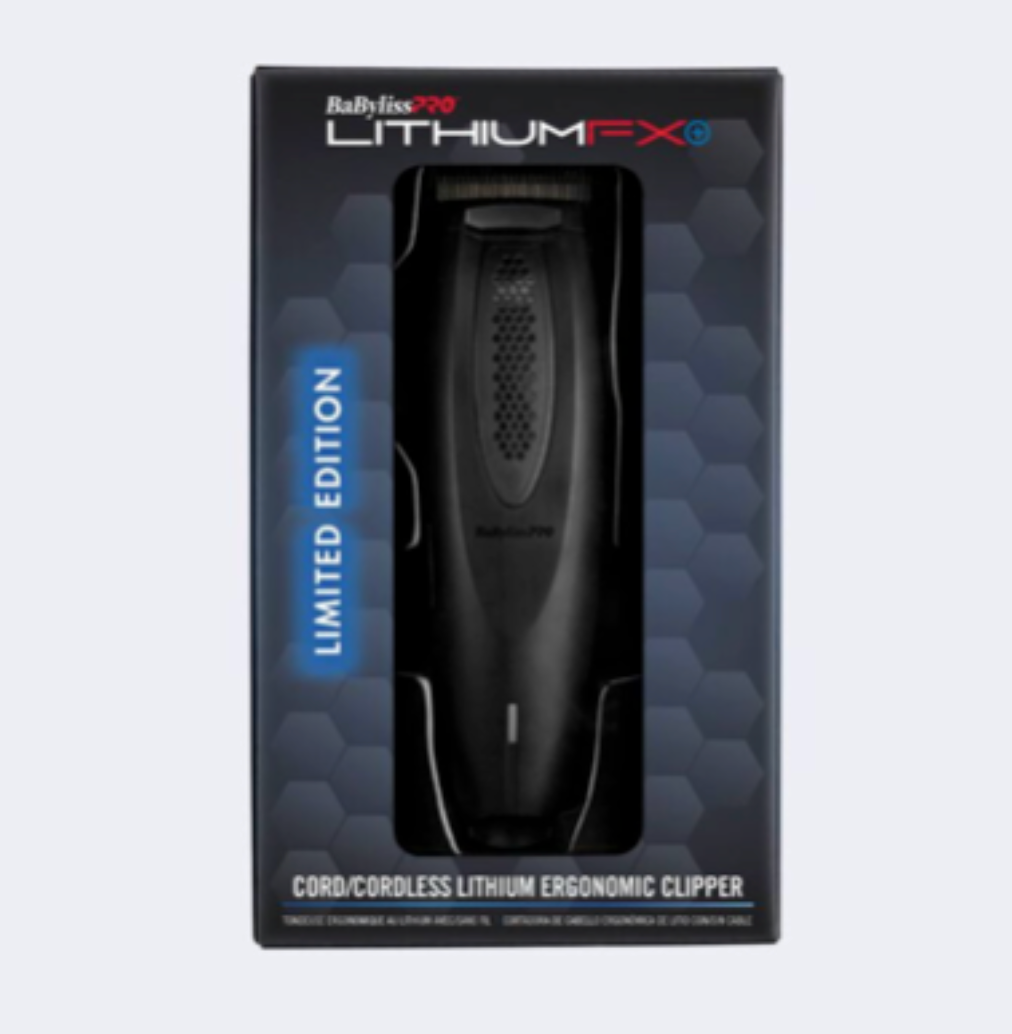 BABYLISSPRO LITHIUMFX+ LIMITED EDITION MATTE BLACK CORD/CORDLESS LITHIUM ERGONOMIC CLIPPER #FX673NSMB