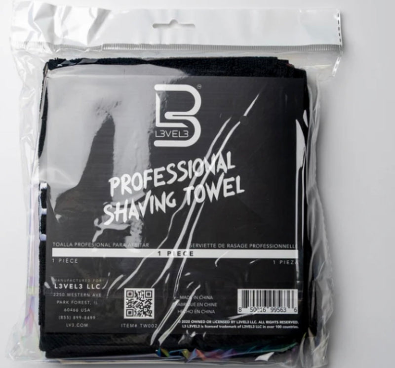 L3vel3 Professional Premium Shaving Towel 1pc – Black