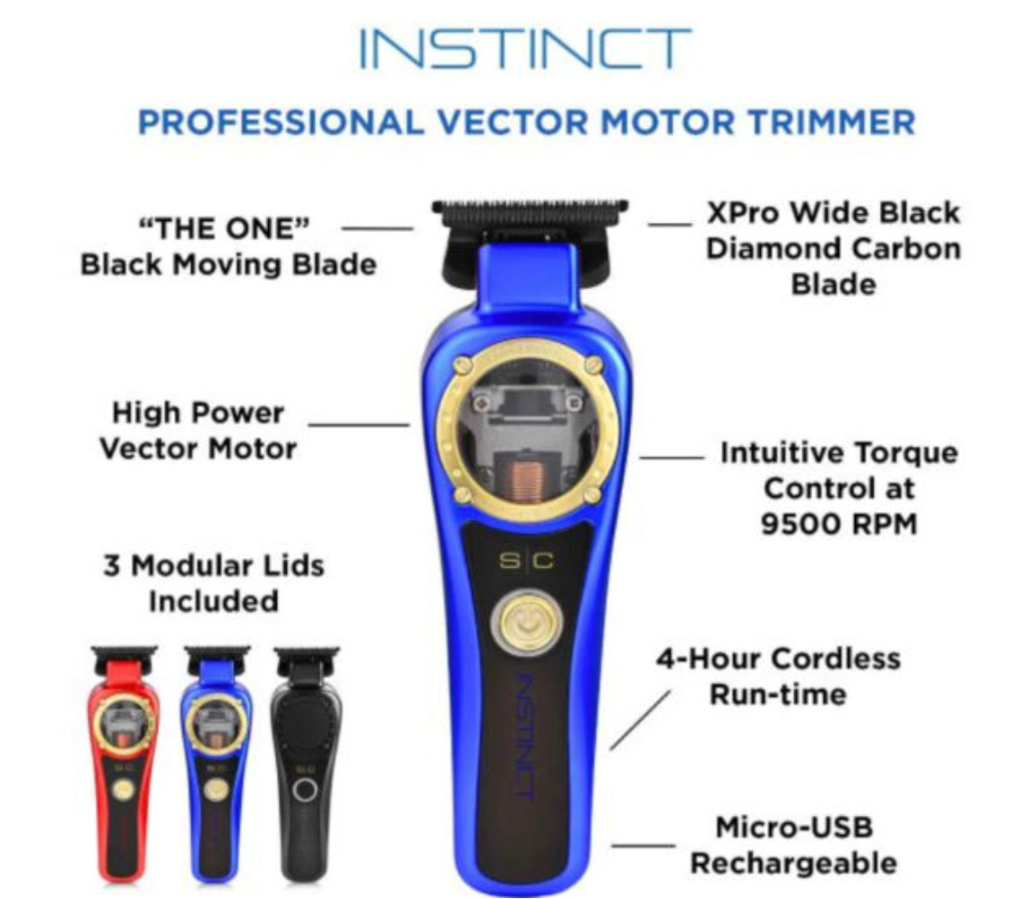 StyleCraft S|C Instinct professional Vector Motor Cordless Clipper & Trimmer Combo – With Torque Control