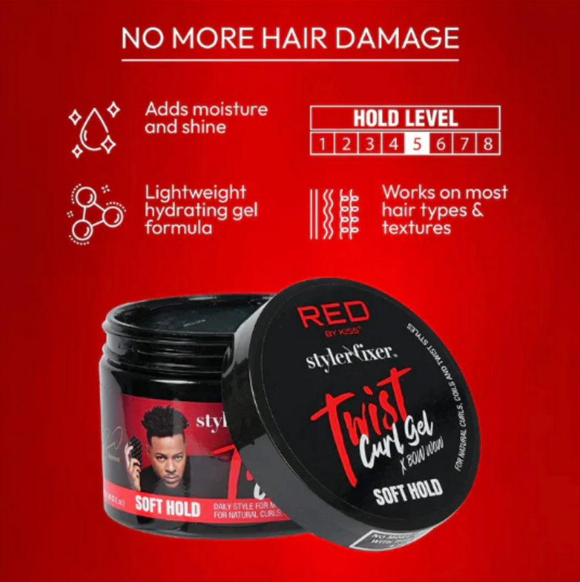 Red by Kiss Styler\Fixer Twist Curl Gel  X BowWow  “Soft Hold” 6oz #STG01