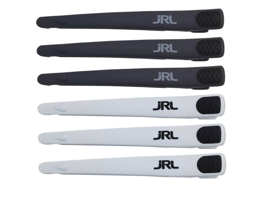 JRLProfessional Hair Clips 6pk white/black