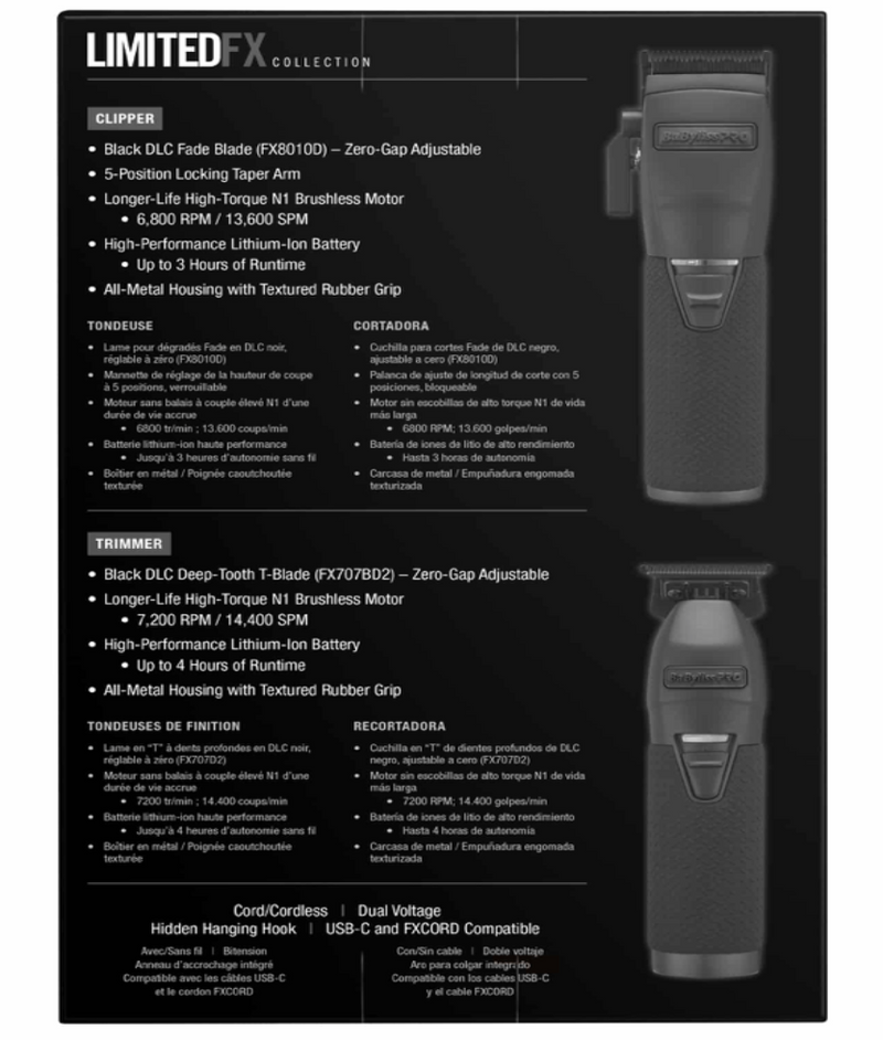 BabylissPro LimitedFX Collection Edition Mat Black Clipper and Trimmer