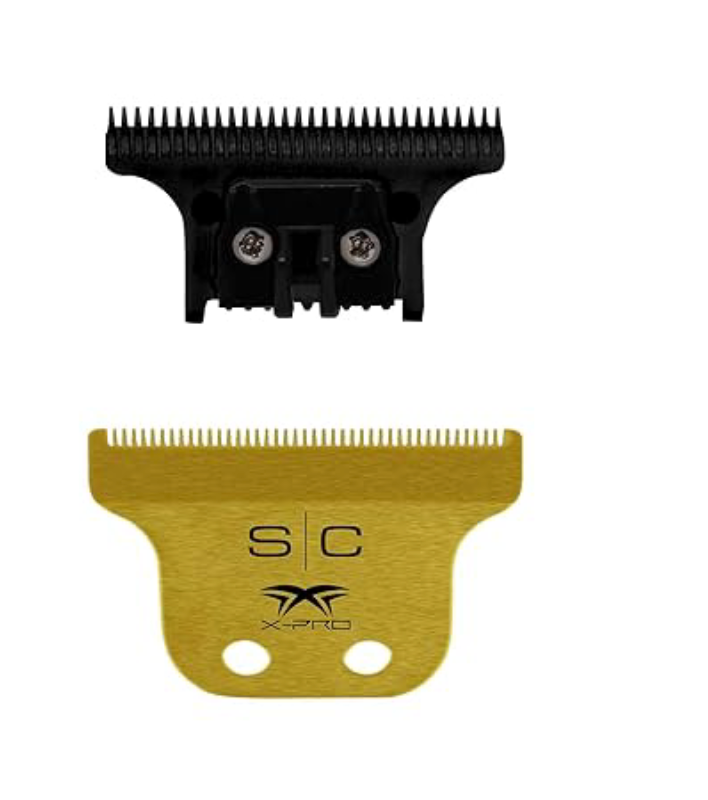 StyleCraft Replacement Fixed Gold Titanium Classic X-Pro Hair Trimmer Blade with Black Diamond Carbon DLC “The One Cutter Set” SC529GB