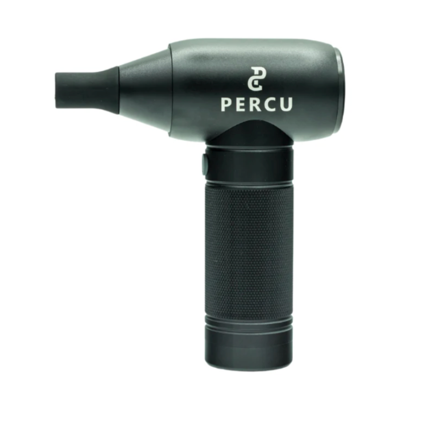 Percu Electric Cordless Mini Barber Strong Jet Turbo Fan Air Duster Black – with Integrated Vacuum Cleaner Accessory