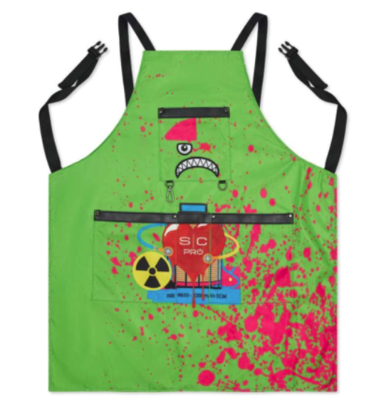 Gamma+ x Stylecraft water-repellent barber/salon apron with adjustable straps radioactive green SC338GR