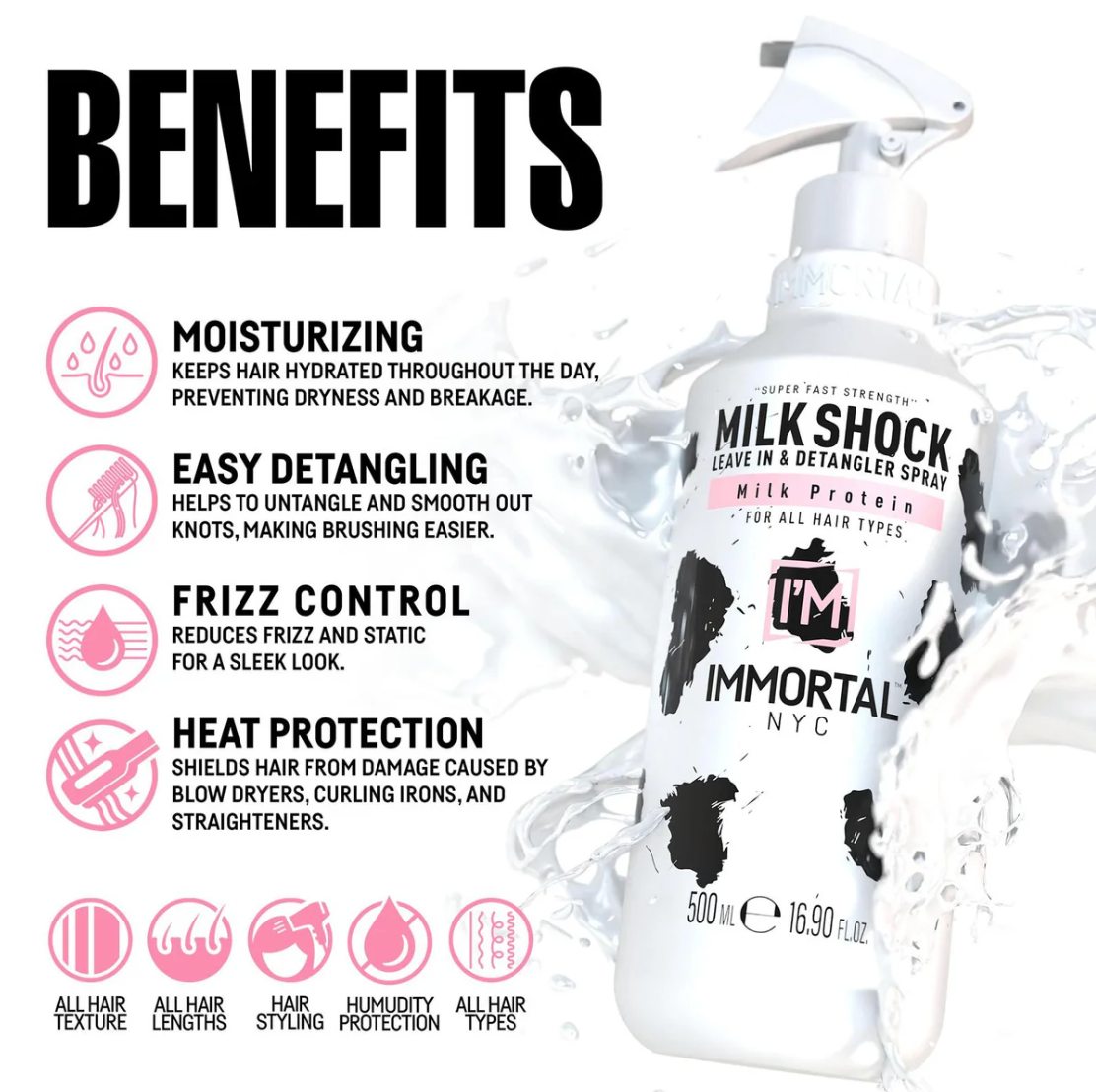 immortal nyc Milk Shock Leave-In & Detangler Spray 16.9oz