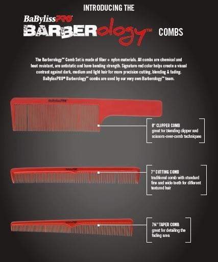 BaBylissPRO Barberology Set of 3 Barber Combs