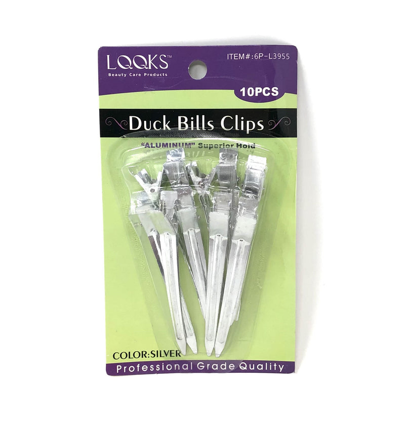 LOOKS Duck Bills hair Clips 10pcs – silver aluminium