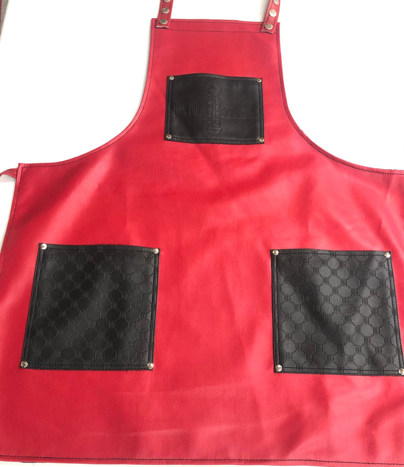 BarberGeeks luxury life barber apron – red w black