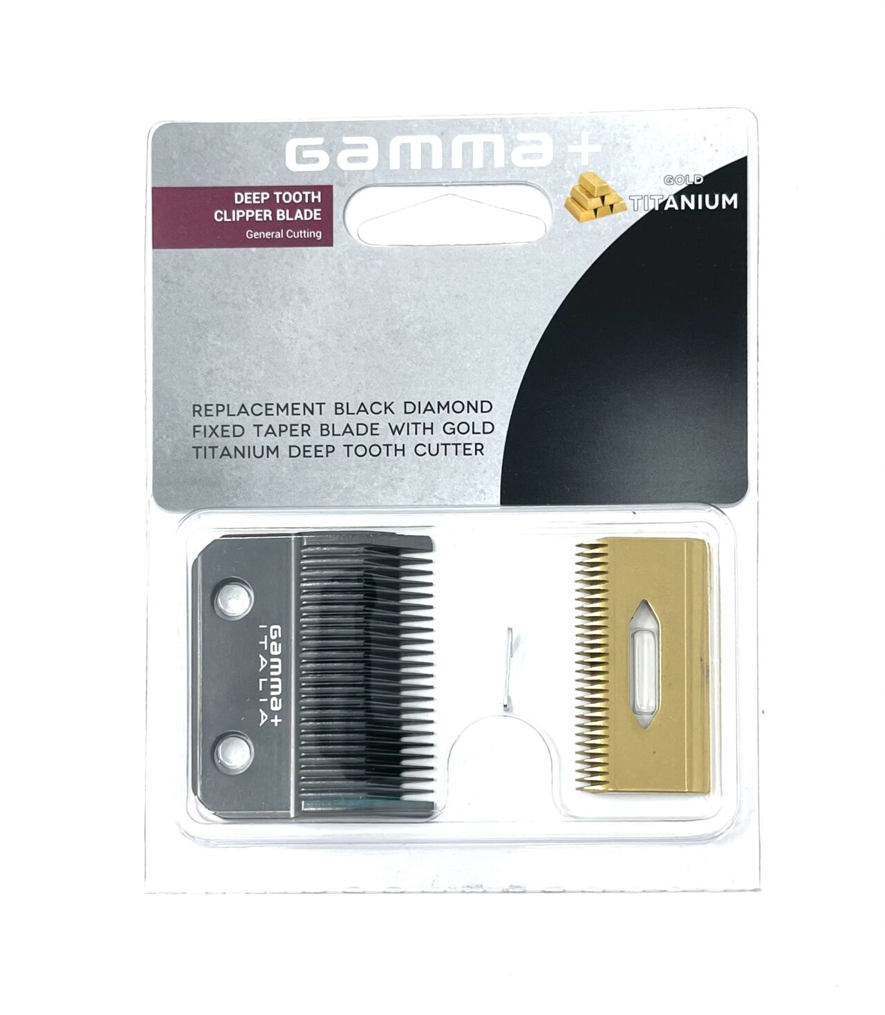 Gamma + Italia CLIPPER BLADE WITH DLC FIXED TAPE BLADE AND DEEP TOOTH GOLD TITANIUM CUTTER- Ergo & Alpha