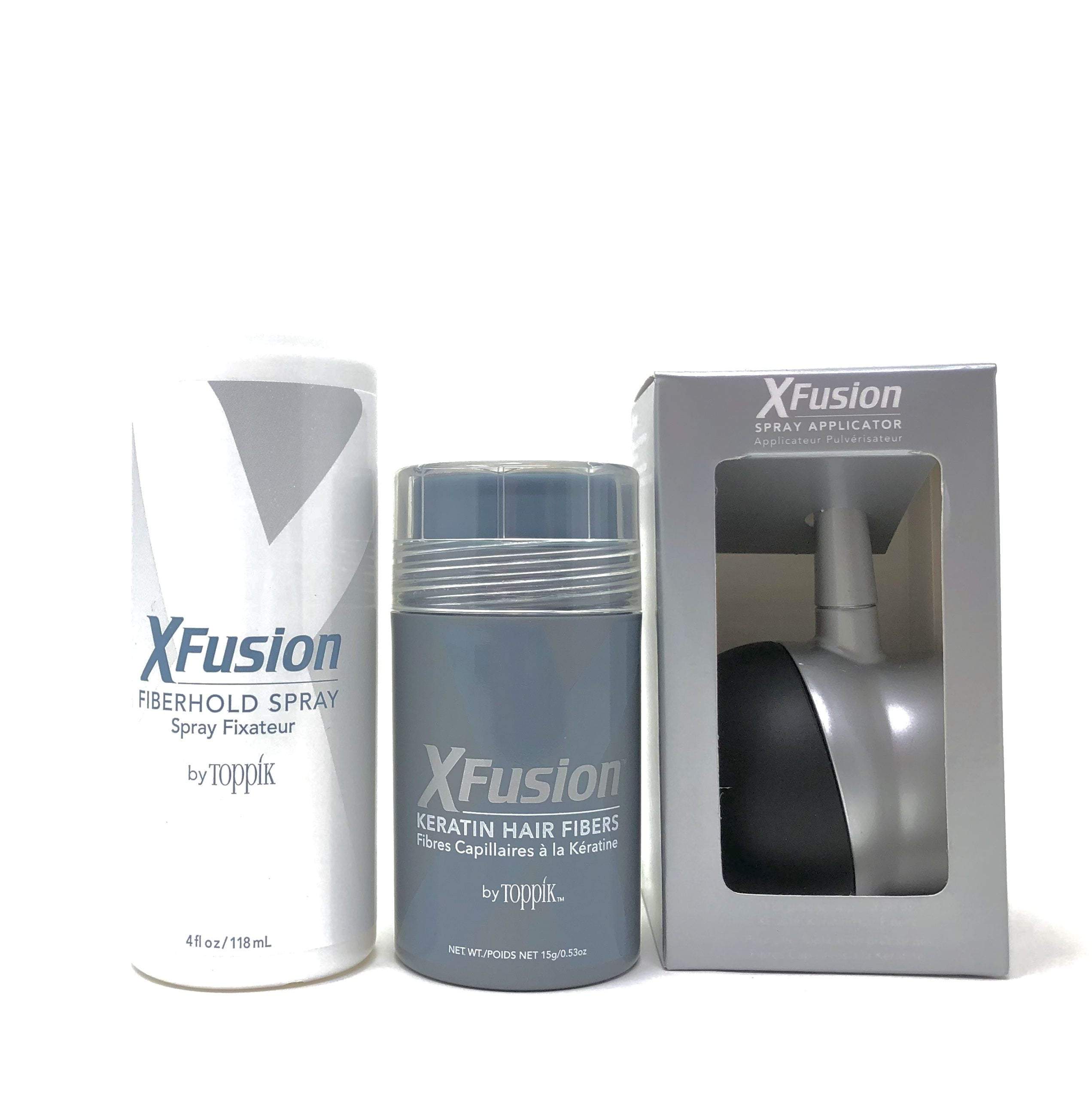 Xfusion keratin hair fiber combo - hair fibers, pump, holding spray