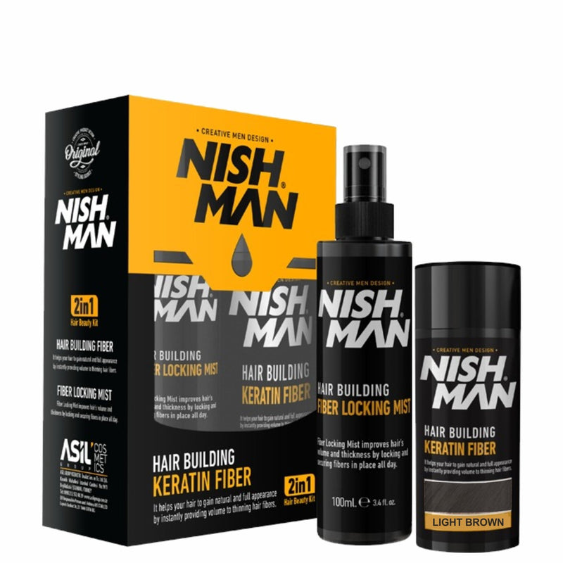 NISHMAN Hair Building Keratin Fibers with Locking mist 2 in 1 beauty kit – 21g / 0.74oz Multi colors