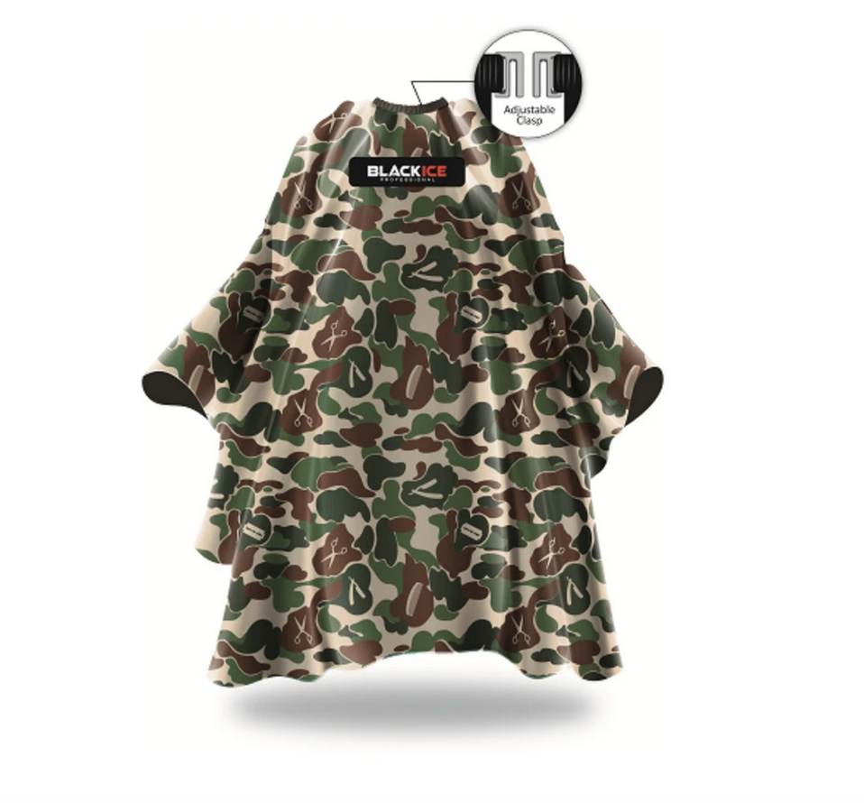 BlackIce CAMO Barber Cape #bve009CAM