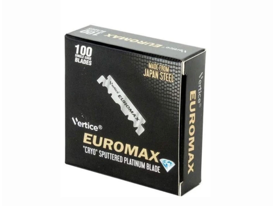 EUROMAX ”Cryo” Sputtered Platinum Blade 100 single Edge blades – PRE CUT