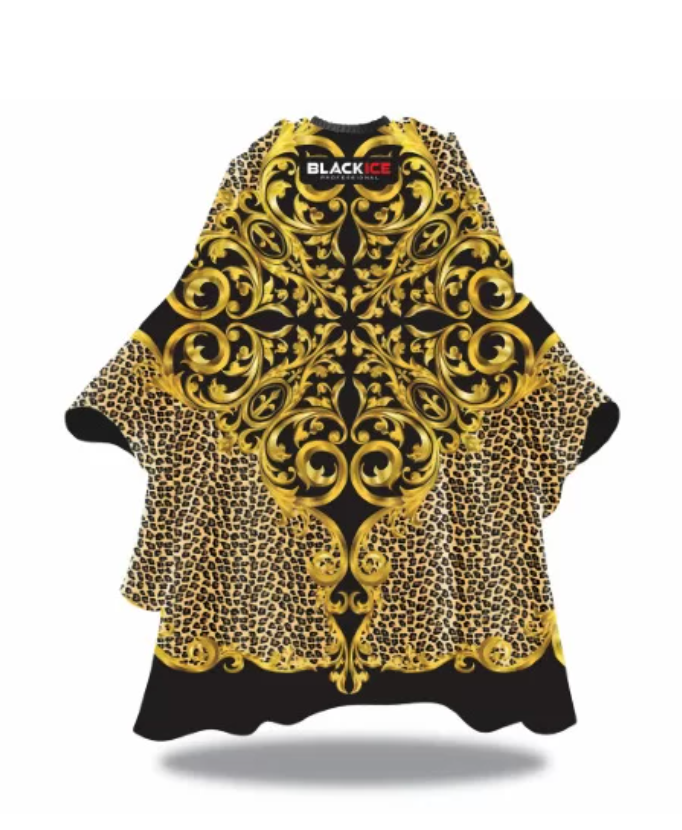 BlackIce BAROQUE LEOPARD Barber Cape