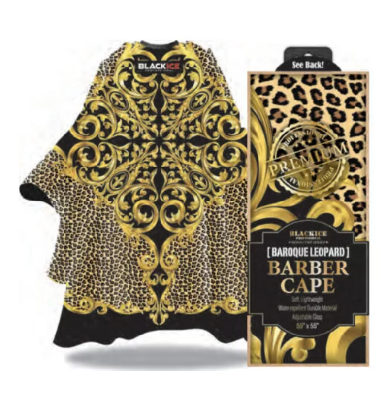 BlackIce BAROQUE LEOPARD Barber Cape