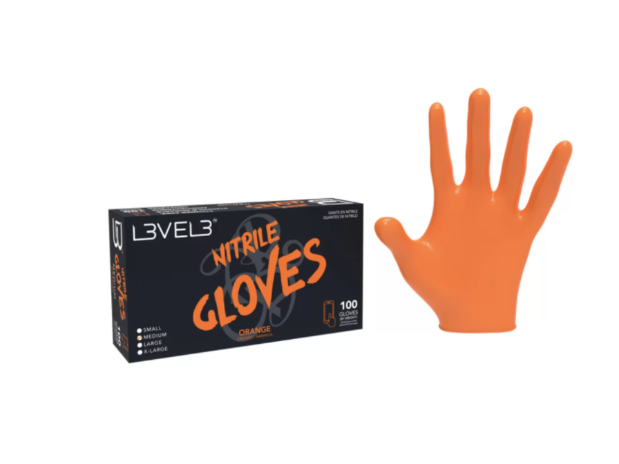 L3VEL3™ PROFESSIONAL NITRILE GLOVES 100ct – ORANGE