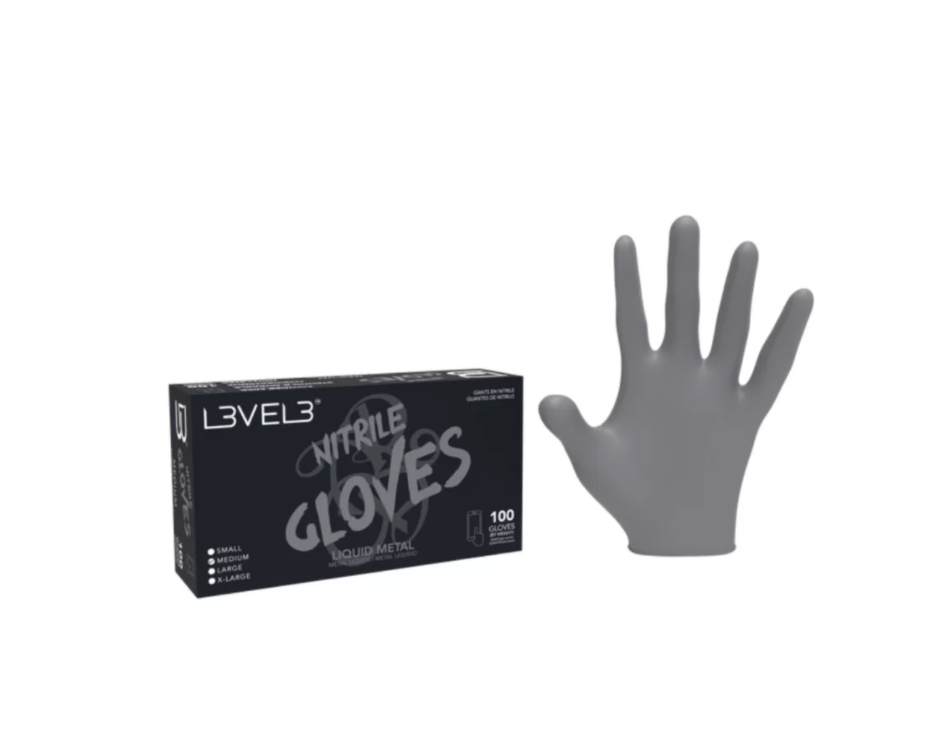 L3VEL3™ PROFESSIONAL NITRILE GLOVES 100ct – LIQUID METAL