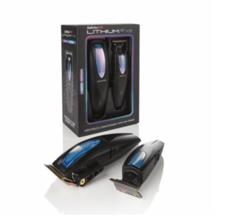 BABYLISSPRO LITHIUMFX+ LIMITED EDITION IRIDESCENT COLLECTION CORDLESS LI ERGONOMIC CLIPPER AND TRIMMER COMBO #FX73HOLPKRB