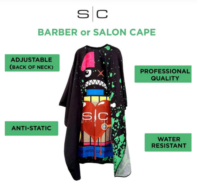 GAMMA+ X STYLECRAFT RADIOACTIVE BARBER & STYLIST CAPE – Black