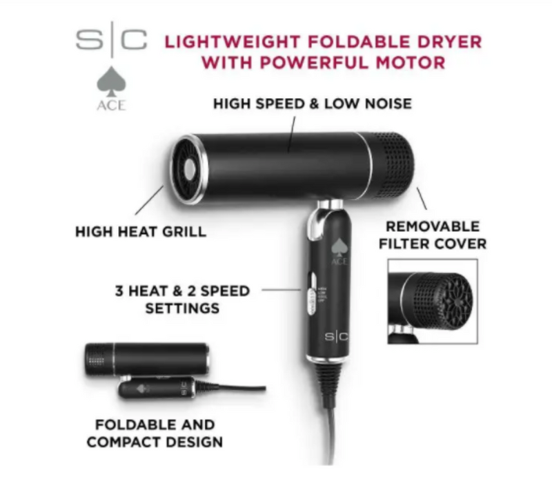 Stylecraft S|C ACE FOLDABLE LIGHTWEIGHT HAIR DRYER