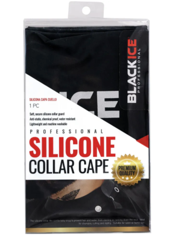 BlackIce Premium Professional Silicone Collar Black Barber Cape