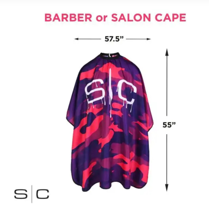 GAMMA+ & STYLECRAFT PINK CAMO BARBER & STYLIST CAPES SC323PK