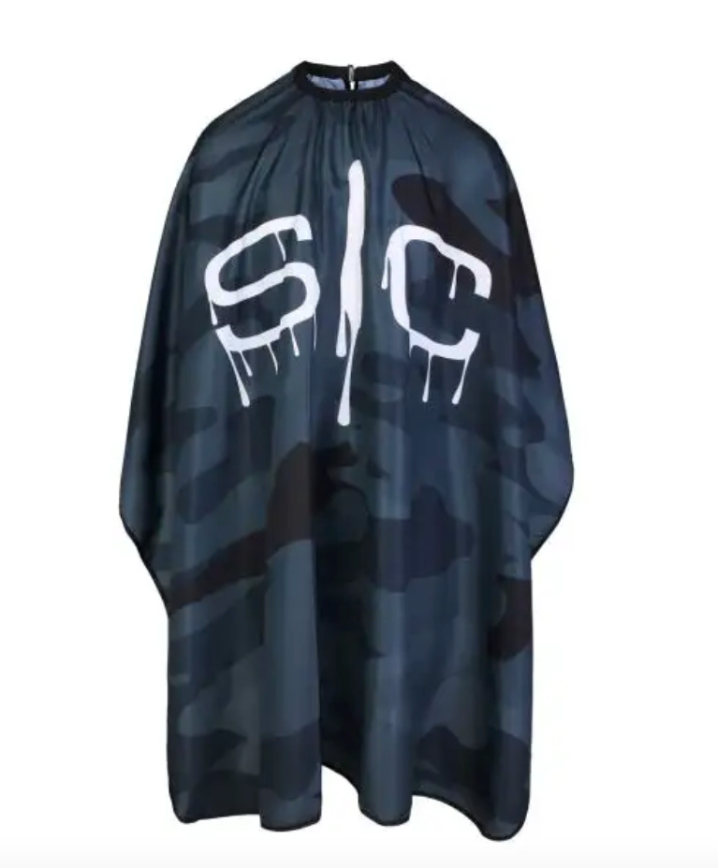 GAMMA+ & STYLECRAFT BLACK CAMO BARBER & STYLIST CAPES SC324B