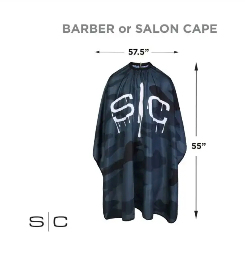 GAMMA+ & STYLECRAFT BLACK CAMO BARBER & STYLIST CAPES SC324B