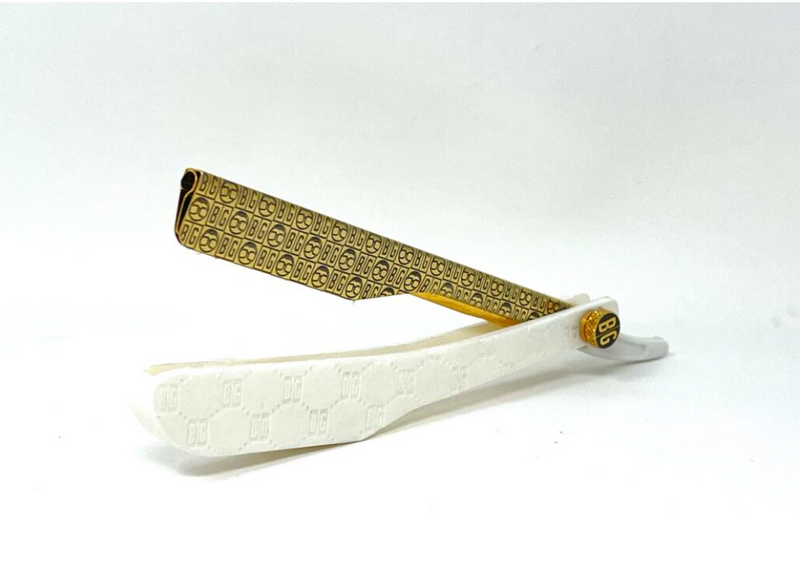 BarberGeeks Razor Holder – White & Gold