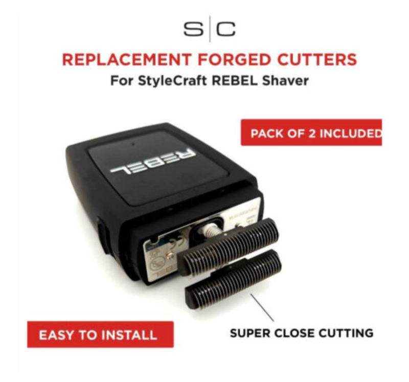 StyleCraft S|C Rebel Shaver Replacement Set of 2 Stainless Steel Cutter Blades