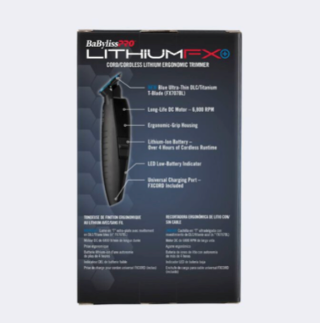 BABYLISSPRO LITHIUMFX+ LIMITED EDITION MATTE BLACK CORD/CORDLESS LITHIUM ERGONOMIC TRIMMER #FX773NMB