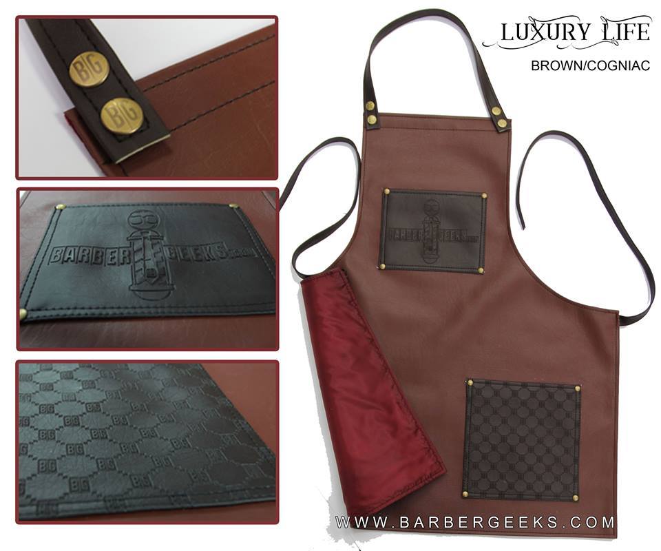 BarberGeeks Luxury style barber apron - brown & cogniac