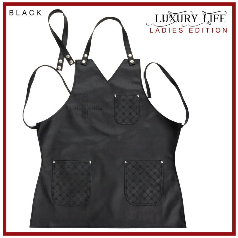 BarberGeeks LUXURY LIFE APRON LADIES EDITION – Black with red stitches