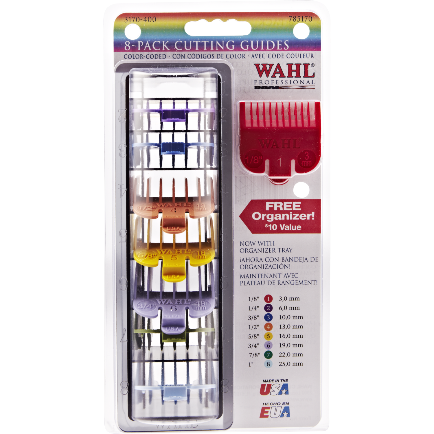 Wahl 8-Pack Colored Comb Guides #3170-400 - guards set